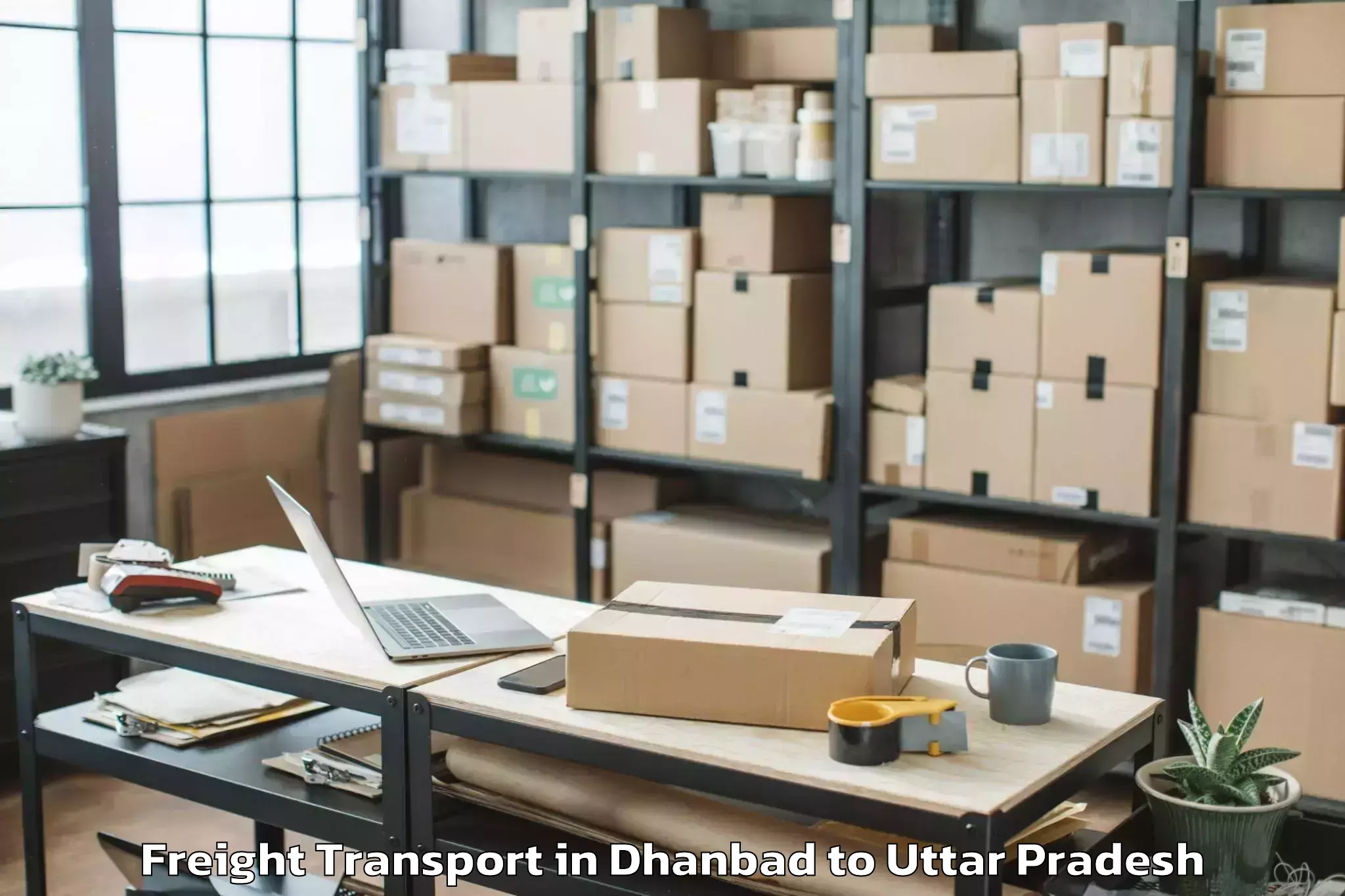 Top Dhanbad to Samthar Freight Transport Available